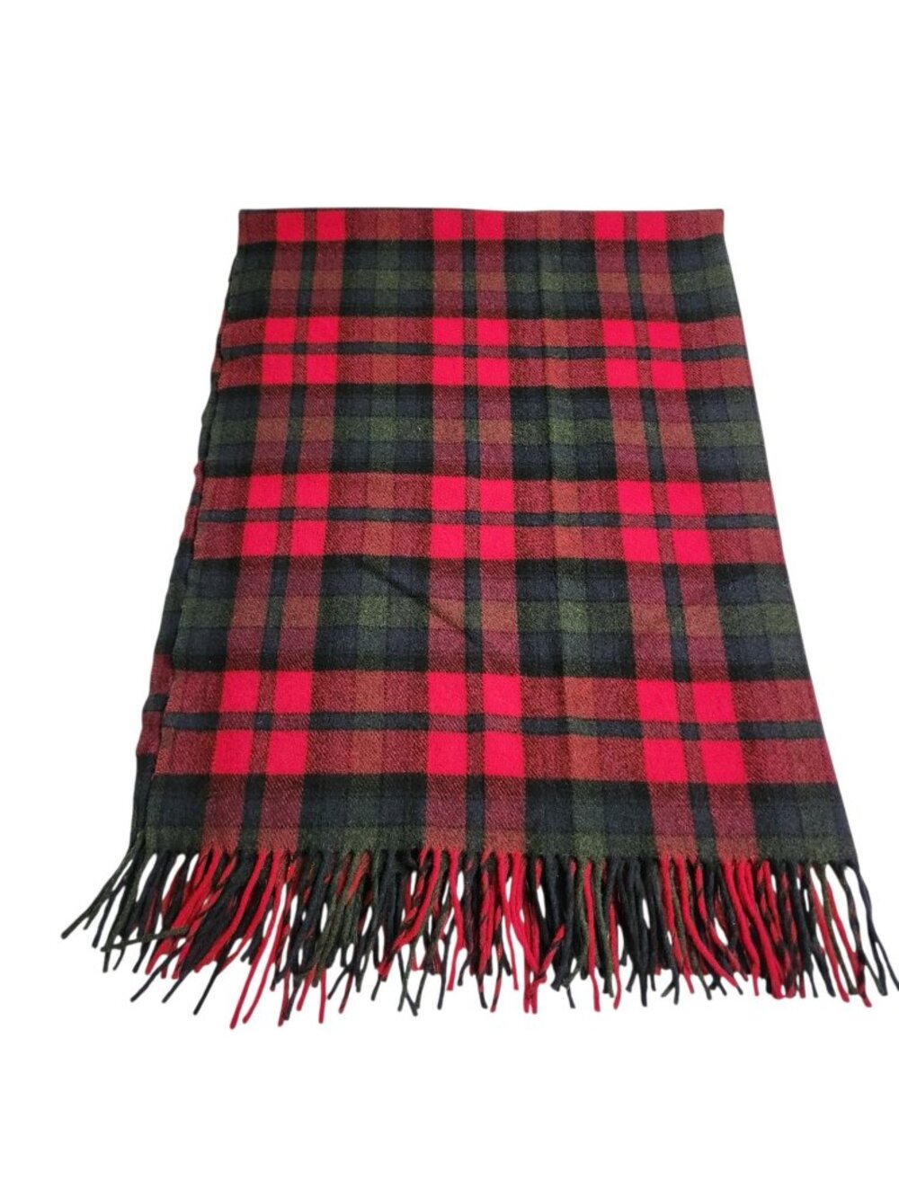 Vintage Pendleton Blanket Throw Pure Virgin Wool USA Fringe Red Plaid 70s